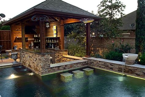 Pool With Mini Waterfalls How To Design The Perfect Outside Kitchen