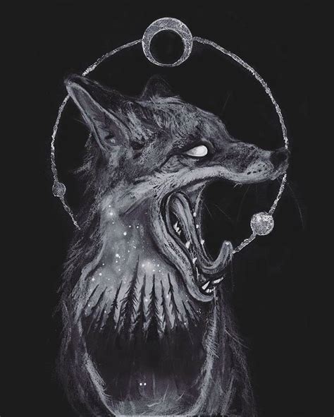 A Drawing Of A Wolf With Its Mouth Open
