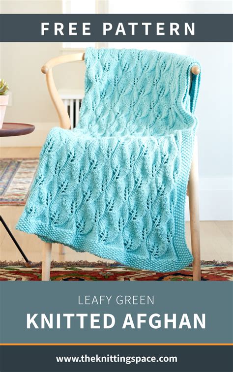 Leafy Green Knitted Afghan Free Knitting Pattern