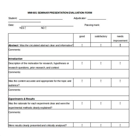 Free 14 Sample Presentation Evaluation Forms In Pdf Ms Word Excel