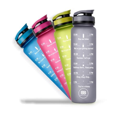 32 Oz Sports Water Bottle By Brooklyn Bottles With Motivational Time