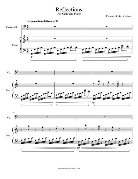 Reflections For Cello And Piano Sheet Music For Piano Cello Mixed
