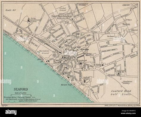 Seaford Vintage Towncity Plan Sussex Ward Lock 1947 Old Vintage Map
