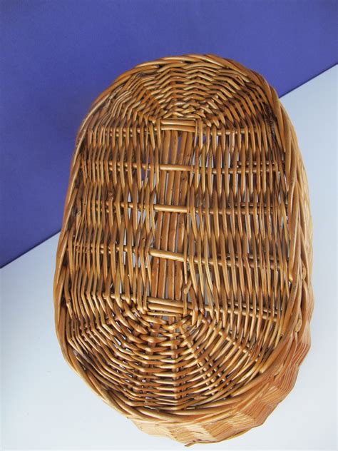 Vintage Large Wicker Shopping Basket Traditional Oval Shaped Etsy
