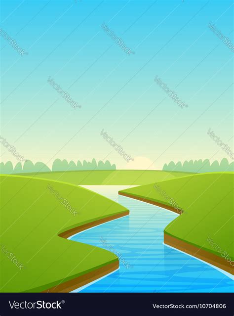 Cartoon River Landscape Royalty Free Vector Image