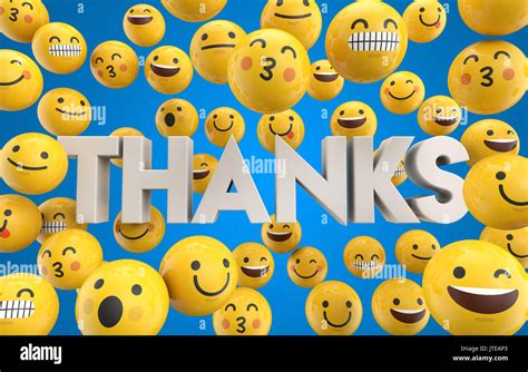 Conjunto De Caracteres Emoji Emoticonos Caras Con La Palabra Gracias