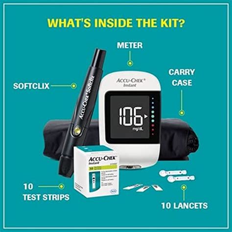 Accu Chek Instant Blood Glucose Glucometer With Bluetooth With Vial