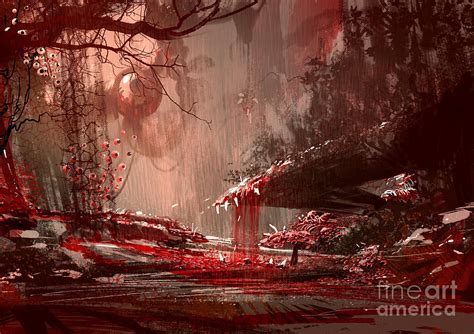 Horror Landscape Paintingillustration Digital Art By