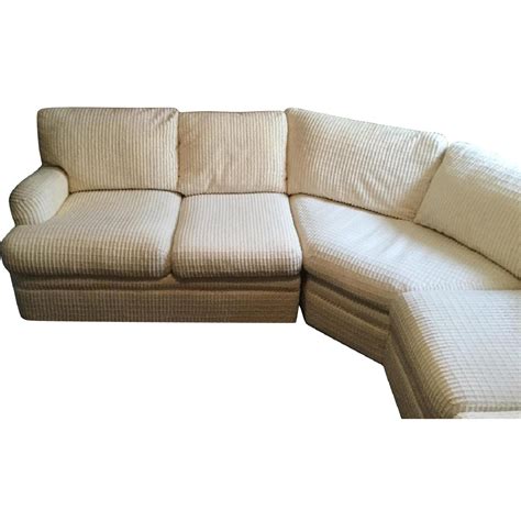 White Corduroy 3 Piece Sectional Sofa Aptdeco