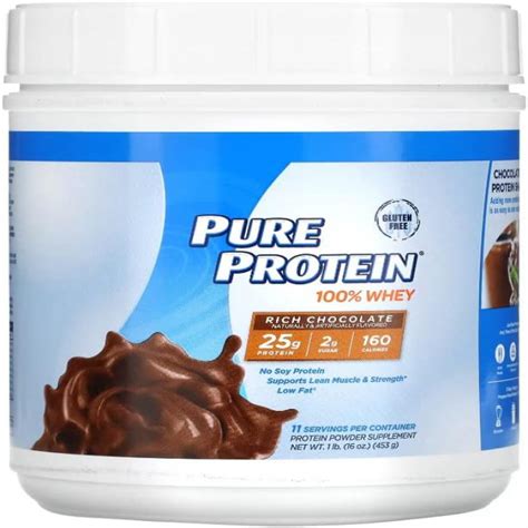 Pure Protein Powder Whey High Protein Low Sugar Gluten Free Rich Chocolate Gram Made