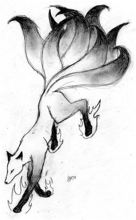 Kitsune Spirit Sketch By Blackmagpie On Deviantart Fox Drawing
