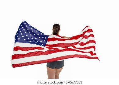 Naked American Patriot Flag Fan Isolated Stock Fotografie