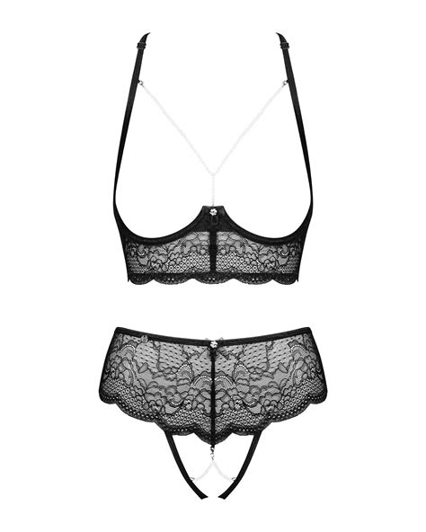 Cupless Bra And Crotchless Panties Obsessive Sexy Lingerie Set