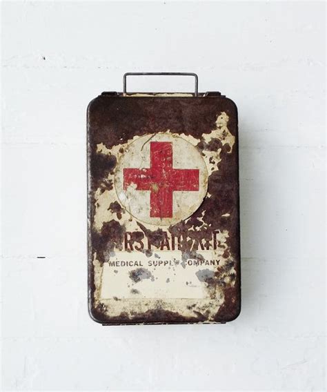 Vintage First Aid Kit Wall Hanging Industrial Decor Etsy First Aid