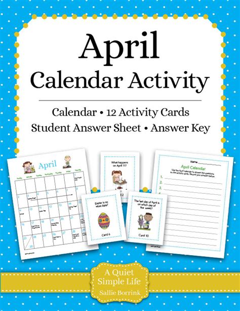 April Calendar Activity A Quiet Simple Life