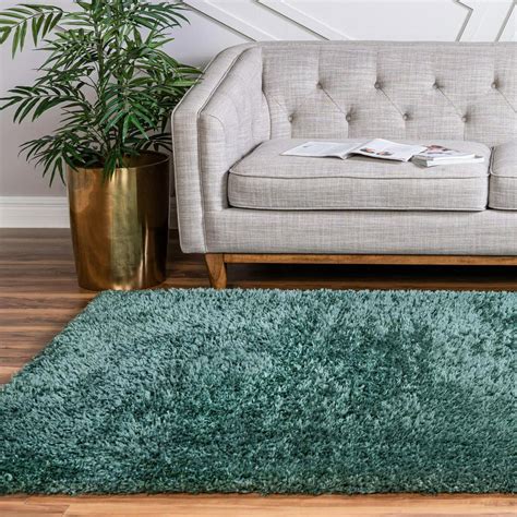 Infinity Collection Solid Shag Area Rug By ‚Äì Green 8 X 11