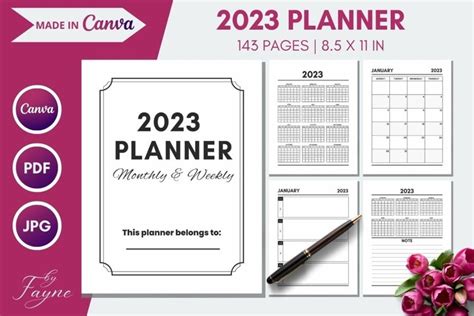 2023 Monthly And Weekly Planner Canva Editable Template 1948925