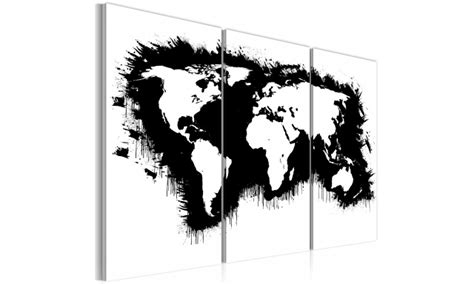 Obraz Monochromatic Map Of The World Triptych Nabytok Helcelsk