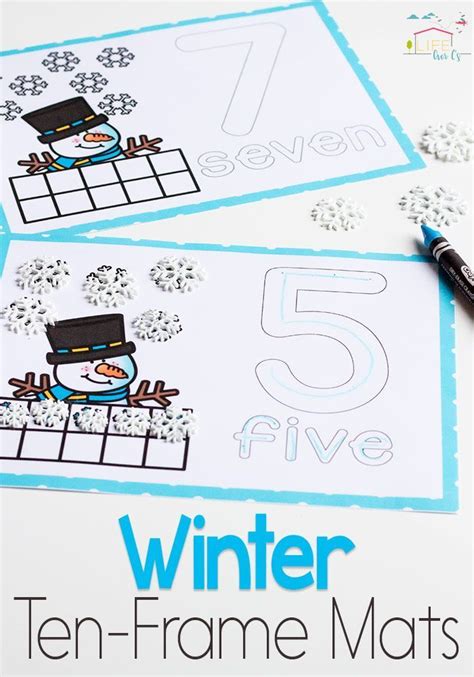 Snowman Ten Frame Number Mats For Winter