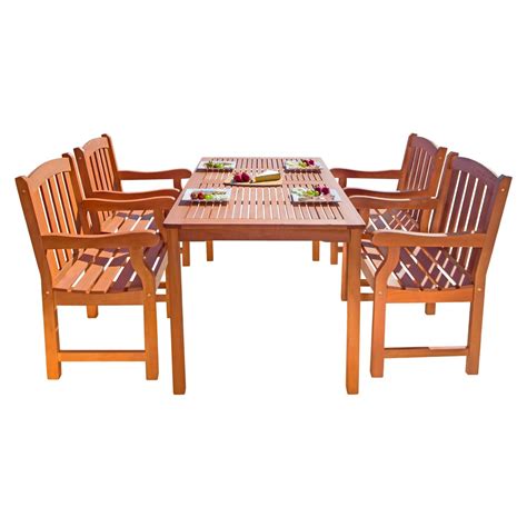 Outdoor Wood English Garden 5 Piece Dining Set Wayfair