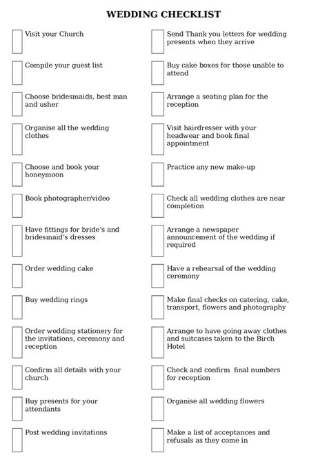 Wedding Printable Checklist