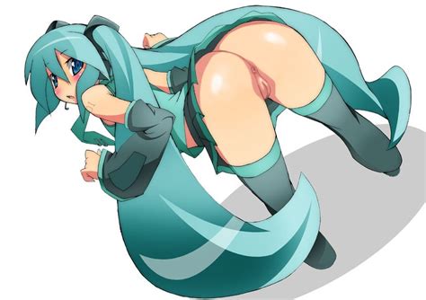 Rule 34 Anus Ass Bent Over Female Hatsune Miku Looking Back Nopan Skirt Solo Thighhighs Tied