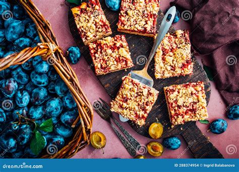 Homemade Vegan German Plum Cake Zwetschgenkuchen With Yeast Dough And