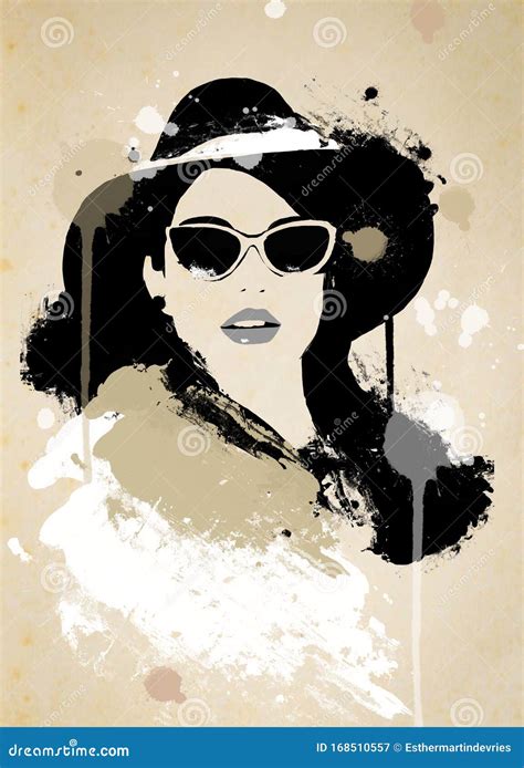 Fashion Illustration Woman Painting Abstract Art Stock Illustration