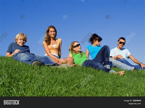 Group Teens Relaxing Image And Photo Free Trial Bigstock