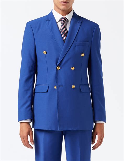 Blue Double Breasted Gold Button Suit Xposed