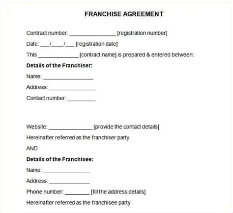 Top 5 Samples Of Franchise Agreement Templates Word Excel Templates