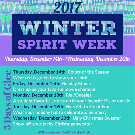 Spirit week ideas for spirit days. NISDWarren on Twitter: "Students, the magic begins on Thursday, December 14th. Have yourself a ...