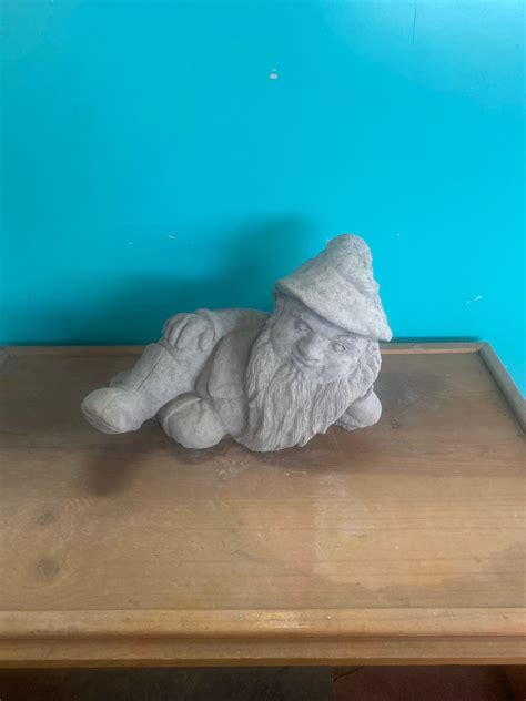 Laying Garden Gnome Concrete Statue