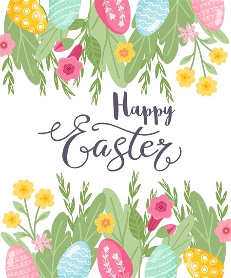 Premium Vector Colorful Happy Easter Greeting Card With Rabbit Bunny