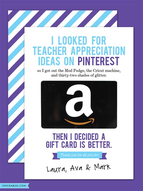 You make such a difference. Teacher Appreciation gift card printables
