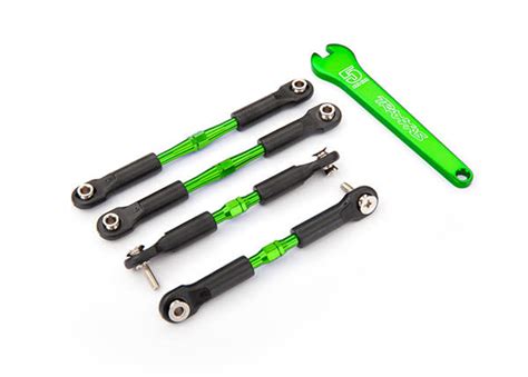Tra G Turnbuckles Aluminum Green Anodized Camber Links Front