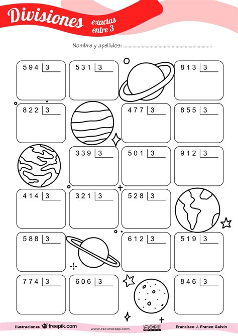 Divisiones Recursosep Ficha Divisiones Exactas Entre 3