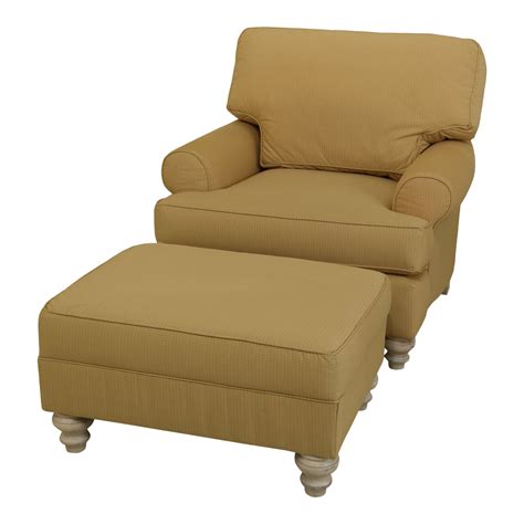 Clayton Marcus Gold Upholstered Chair And Ottoman Chairish