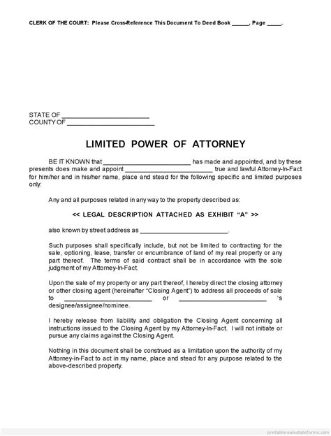Free Printable Limited Power Of Attorney Forms Printable Forms Free Online