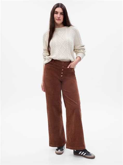 High Rise Corduroy Stride Wide Leg Pants Gap