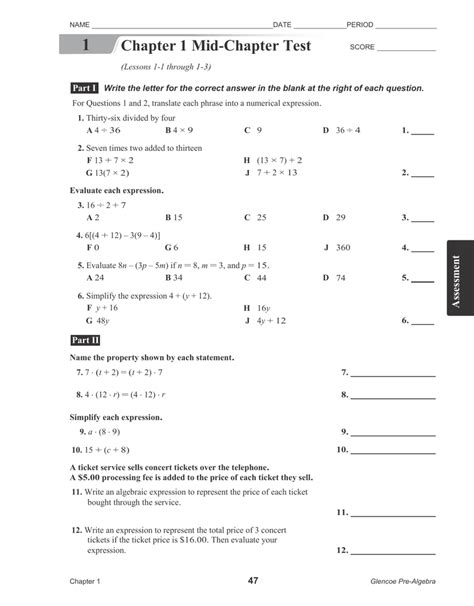 Chapter 5 Answer Key Algebra 1