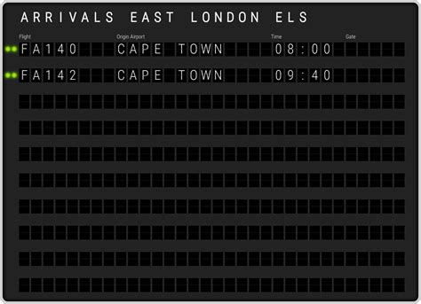 East London Airport Arrivals Els Flight Schedules And Els Arrival