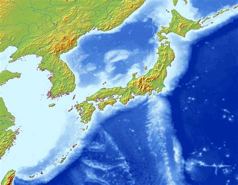 Большая карта рельефа Японии Япония Азия Maps of the World