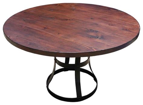 Stained and secured with clear coating(we do not used wood wax for table top!) base finish: Round Detroit Dining Table With Metal Base - Industrial ...