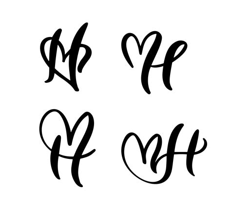 Vector Set Of Vintage Floral Letter Monogram H Calligraphy Element