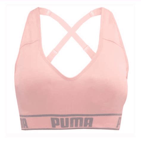 Puma Puma Ladies 2 Pack Adjustable Straps Seamless Sports Bra Swhite