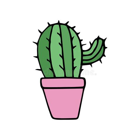 Little Cactus In Pink Pot Stock Vector Illustration Of Isolated
