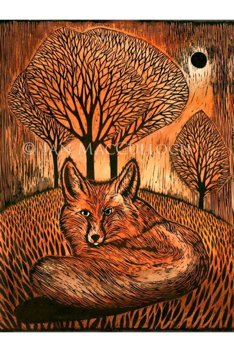 jardine gallery ian macculloch illustration and printmaking pagan art woodcut fox artwork