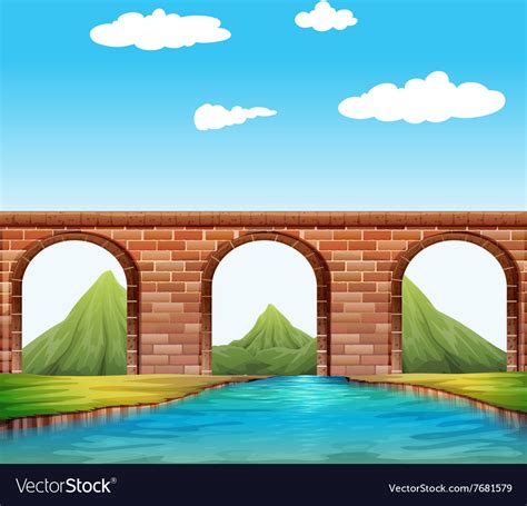 Bridge Over River Royalty Free Vector Image Vectorstock