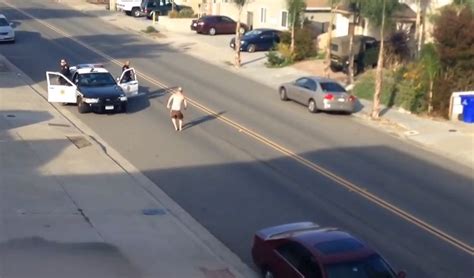 Grand Theft Auto Half Naked Assailant Arrested Kicking Cars In Street